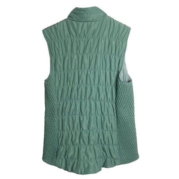Christopher &‎ Banks Quilted Vest Womens L Green Zip-Up Puffer Casual - Picture 4 of 10